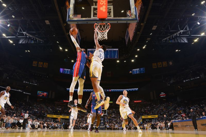 SAN FRANCISCO, CA - OCTOBER 13: Tobias Harris #12 of the Detroit Pistons drives to the basket during the game against the Golden State Warriors during a NBA Preseason game on October 13, 2024 at Chase Center in San Francisco, California. NOTE TO USER: User expressly acknowledges and agrees that, by downloading and or using this photograph, user is consenting to the terms and conditions of Getty Images License Agreement. Mandatory Copyright Notice: Copyright 2024 NBAE (Photo by Noah Graham/NBAE via Getty Images)