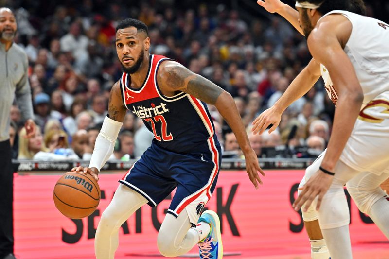 CLEVELAND, OHIO - OCTOBER 23: Monte Morris #22 of the Washington Wizards drives to the basket during the third quarter against the Cleveland Cavaliers at Rocket Mortgage Fieldhouse on October 23, 2022 in Cleveland, Ohio. The Cavaliers defeated the Wizards 117-107 in overtime. NOTE TO USER: User expressly acknowledges and agrees that, by downloading and or using this photograph, User is consenting to the terms and conditions of the Getty Images License Agreement. (Photo by Jason Miller/Getty Images)