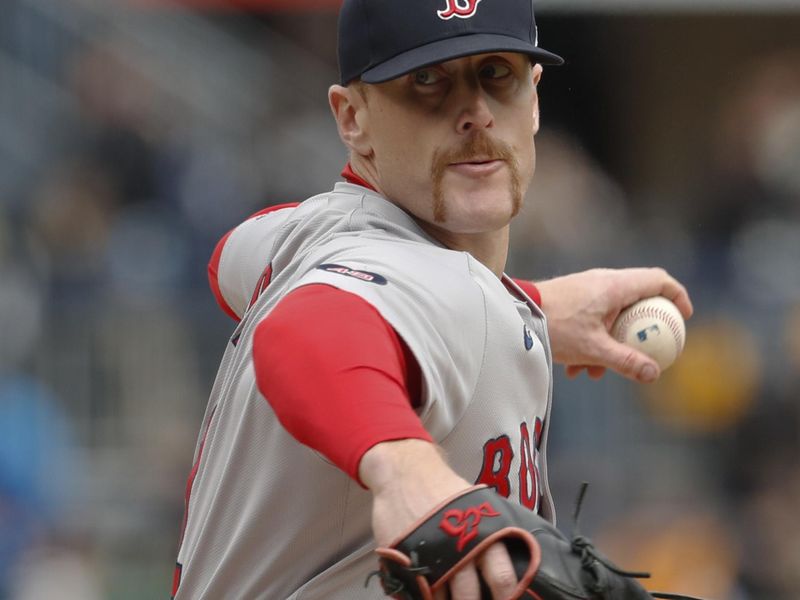 Apr 21, 2024; Pittsburgh, Pennsylvania, USA;  Boston Red Sox relief pitcher Cam Booser (71) pitches against the Pittsburgh Pirates during the fifth inning at PNC Park. Mandatory Credit: Charles LeClaire-USA TODAY Sports