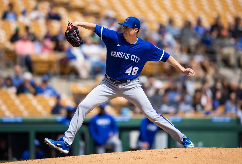 Mar 22, 2023; Phoenix, Arizona, USA; Kansas City Royals pitcher Ryan Yarbrough against the Chicago White Sox during a spring training game at Camelback Ranch-Glendale. Mandatory Credit: Mark J. Rebilas-USA TODAY Sports