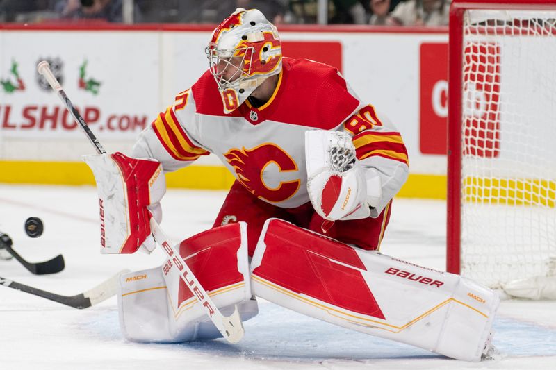 Calgary Flames and New York Islanders Faceoff at Scotiabank Saddledome