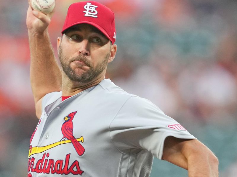 Sep 12, 2023; Baltimore, Maryland, USA; St. Louis Cardinals pitcher Adam Wainwright (50) delivers in the first inning against the Baltimore Orioles at Oriole Park at Camden Yards. Mandatory Credit: Mitch Stringer-USA TODAY Sports