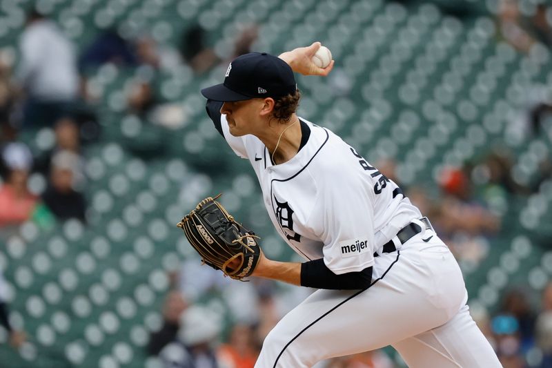 Sep 28, 2023; Detroit, Michigan, USA; Detroit Tigers relief pitcher Sawyer Gipson-Long (66) pitches in the first inning against the Kansas City Royals at Comerica Park. Mandatory Credit: Rick Osentoski-USA TODAY Sports