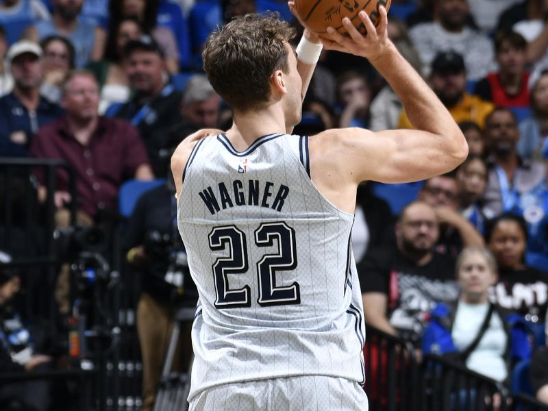 ORLANDO, FL - NOVEMBER 27: Franz Wagner #22 of the Orlando Magic shoots the ball during the game against the Chicago Bulls on November 27, 2024 at Kia Center in Orlando, Florida. NOTE TO USER: User expressly acknowledges and agrees that, by downloading and or using this photograph, User is consenting to the terms and conditions of the Getty Images License Agreement. Mandatory Copyright Notice: Copyright 2024 NBAE (Photo by Fernando Medina/NBAE via Getty Images)