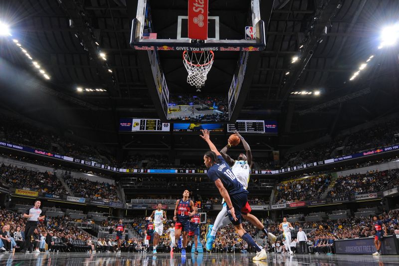 INDIANAPOLIS, IN - NOVEMBER 24: Pascal Siakam #43 of the Indiana Pacers shoots the ball during the game against the Washington Wizards on November 24, 2024 at Gainbridge Fieldhouse in Indianapolis, Indiana. NOTE TO USER: User expressly acknowledges and agrees that, by downloading and or using this Photograph, user is consenting to the terms and conditions of the Getty Images License Agreement. Mandatory Copyright Notice: Copyright 2024 NBAE (Photo by Ron Hoskins/NBAE via Getty Images)