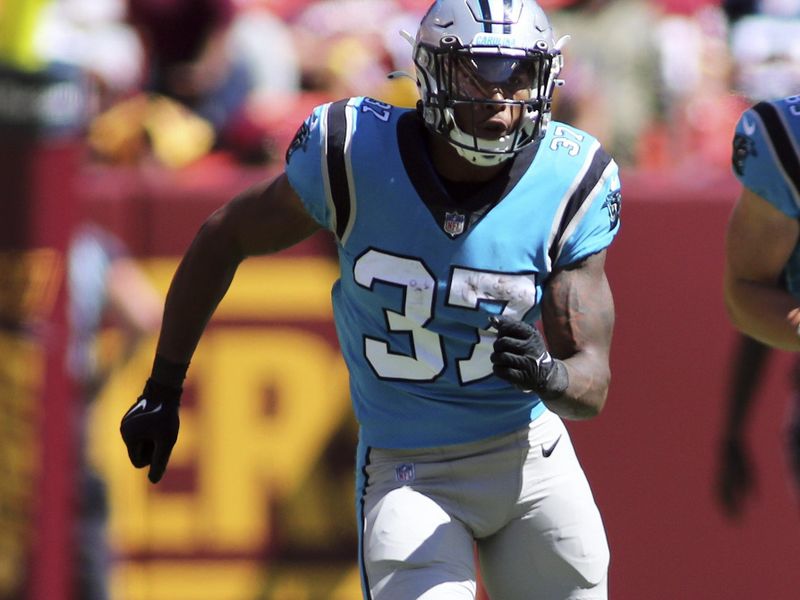 Carolina Panthers running back John Lovett (37) runs during an NFL football game against the Washington Commanders, Saturday, Aug. 13, 2022 in Landover. (AP Photo/Daniel Kucin Jr.)