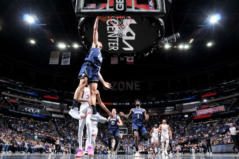 ORLANDO, FL - JANUARY 28: Franz Wagner #22 of the Orlando Magic goes to the basket during the game on January 28, 2024 at Amway Center in Orlando, Florida. NOTE TO USER: User expressly acknowledges and agrees that, by downloading and or using this photograph, User is consenting to the terms and conditions of the Getty Images License Agreement. Mandatory Copyright Notice: Copyright 2024 NBAE (Photo by Fernando Medina/NBAE via Getty Images)