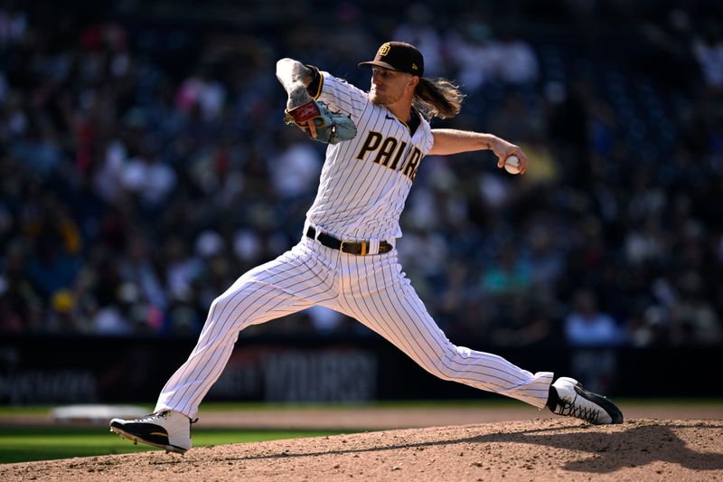 Sep 20, 2023; San Diego, California, USA; San Diego Padres relief pitcher Josh Hader (71) throws a pitch against the Colorado Rockies during the ninth inning at Petco Park. Mandatory Credit: Orlando Ramirez-USA TODAY Sports