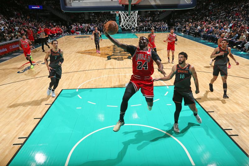 WASHINGTON, DC -? APRIL 12: Javonte Green #24 of the Chicago Bulls drives to the basket during the game against the Washington Wizards on April 12, 2024 at Capital One Arena in Washington, DC. NOTE TO USER: User expressly acknowledges and agrees that, by downloading and or using this Photograph, user is consenting to the terms and conditions of the Getty Images License Agreement. Mandatory Copyright Notice: Copyright 2024 NBAE (Photo by Kenny Giarla/NBAE via Getty Images)