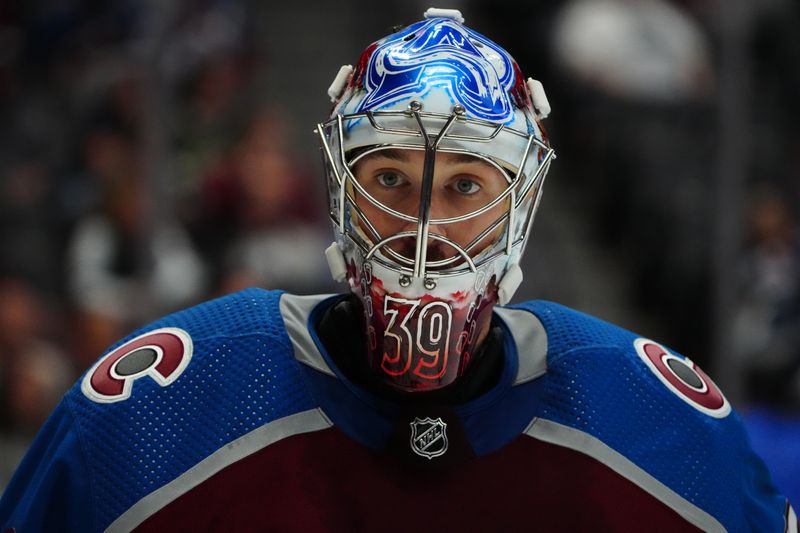 Sep 27, 2022; Denver, Colorado, USA; Colorado Avalanche goalie Pavel Francouz during the third period against the Minnesota Wild at Ball Arena. Mandatory Credit: Ron Chenoy-USA TODAY Sports