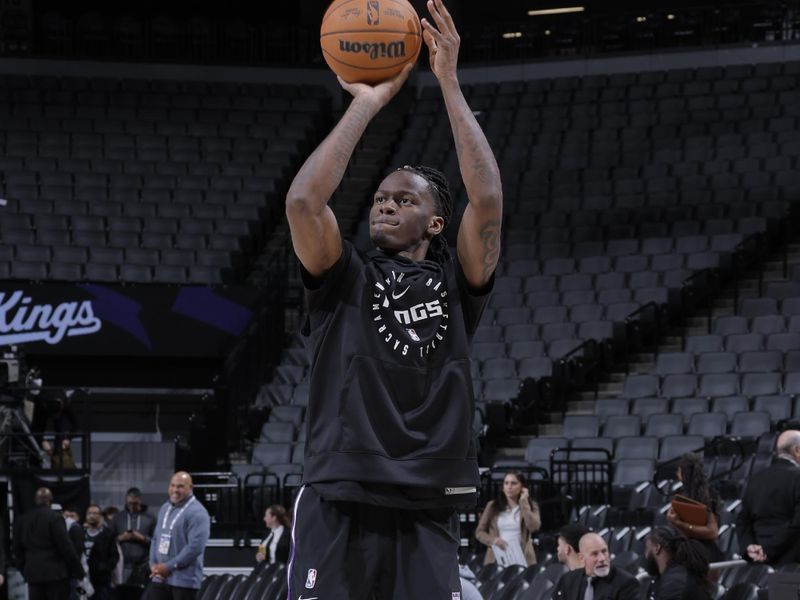 SACRAMENTO, CA - NOVEMBER 25: Keon Ellis #23 of the Sacramento Kings warms up before the game against the Oklahoma City Thunder on November 25, 2024 at Golden 1 Center in Sacramento, California. NOTE TO USER: User expressly acknowledges and agrees that, by downloading and or using this Photograph, user is consenting to the terms and conditions of the Getty Images License Agreement. Mandatory Copyright Notice: Copyright 2024 NBAE (Photo by Rocky Widner/NBAE via Getty Images)