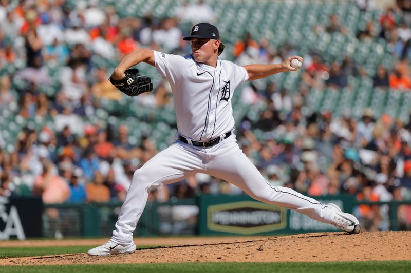 Aug 31, 2023; Detroit, Michigan, USA; Detroit Tigers relief pitcher Tyler Holton (87) pitches in the eighth inning against the New York Yankees at Comerica Park. Mandatory Credit: Rick Osentoski-USA TODAY Sports