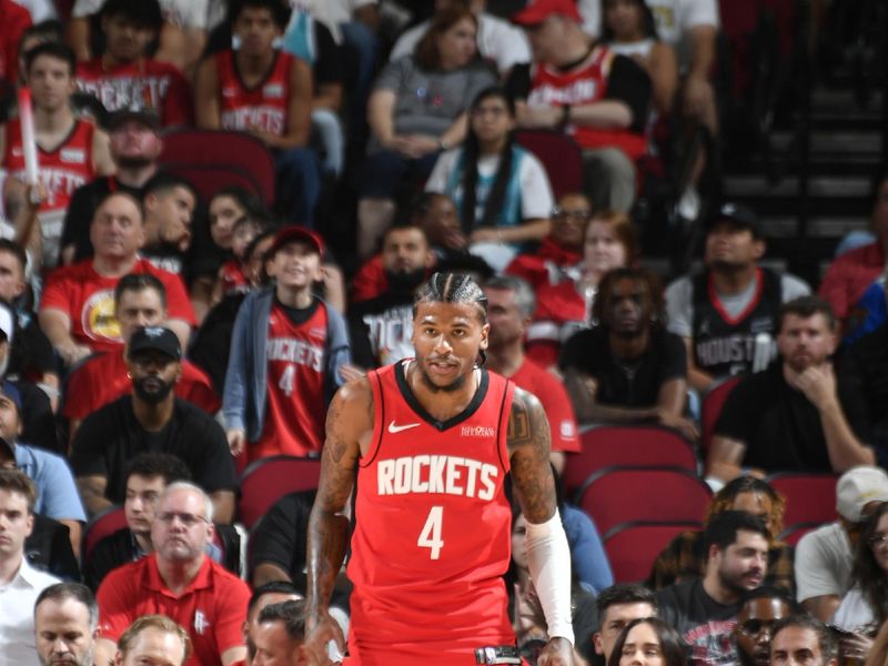 HOUSTON, TX - OCTOBER 23: Jalen Green #4 of the Houston Rockets during the game against the Charlotte Hornets   during a regular season game on October 23, 2024 at the Toyota Center in Houston, Texas. NOTE TO USER: User expressly acknowledges and agrees that, by downloading and or using this photograph, User is consenting to the terms and conditions of the Getty Images License Agreement. Mandatory Copyright Notice: Copyright 2024 NBAE (Photo by Logan Riely/NBAE via Getty Images)