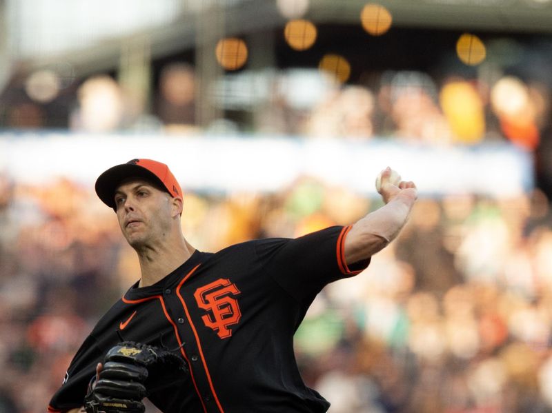 Mar 26, 2024; San Francisco, California, USA; San Francisco Giants pitcher Taylor Rogers (33) delivers a pitch against the Oakland Athletics during the fifth inning at Oracle Park. Mandatory Credit: D. Ross Cameron-USA TODAY Sports