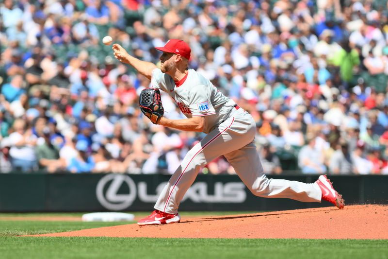 Aug 4, 2024; Seattle, Washington, USA; Philadelphia Phillies starting pitcher Zack Wheeler (45) pitches to the Seattle Mariners during the first inning at T-Mobile Park. Mandatory Credit: Steven Bisig-USA TODAY Sports
