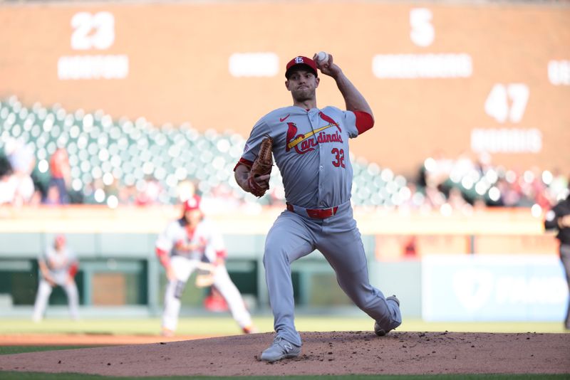 Apr 30, 2024; Detroit, Michigan, USA; St. Louis Cardinals starting pitcher Steven Matz (32) delivers in the first inning against the Detroit Tigers at Comerica Park. Mandatory Credit: David Reginek-USA TODAY Sports