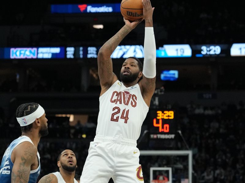 MINNEAPOLIS, MN -  MARCH 22: Marcus Morris Sr. #24 of the Cleveland Cavaliers shoots the ball during the game against the Minnesota Timberwolves on March 22, 2024 at Target Center in Minneapolis, Minnesota. NOTE TO USER: User expressly acknowledges and agrees that, by downloading and or using this Photograph, user is consenting to the terms and conditions of the Getty Images License Agreement. Mandatory Copyright Notice: Copyright 2024 NBAE (Photo by Jordan Johnson/NBAE via Getty Images)