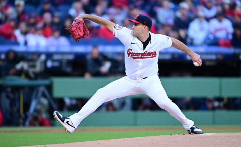 Oct 17, 2024; Cleveland, Ohio, USA; XXXXX during the first inning in game 3 of the American League Championship Series at Progressive Field. Mandatory Credit: David Dermer-Imagn Images