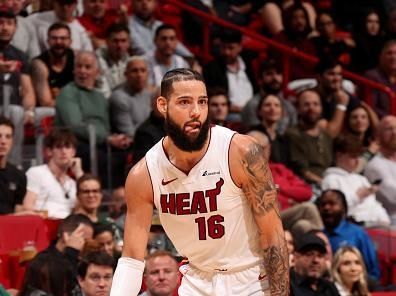 MIAMI, FL - DECEMBER 14: Caleb Martin #16 of the Miami Heat dribbles the ball during the game against the Chicago Bulls on December 14, 2023 at Miami-Dade Arena in Miami, Florida. NOTE TO USER: User expressly acknowledges and agrees that, by downloading and or using this Photograph, user is consenting to the terms and conditions of the Getty Images License Agreement. Mandatory Copyright Notice: Copyright 2023 NBAE (Photo by Issac Baldizon/NBAE via Getty Images)