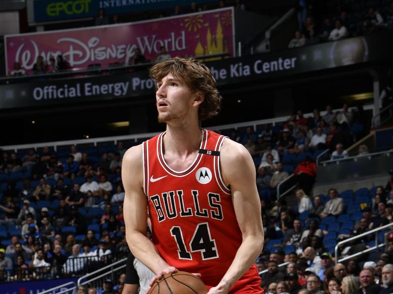 ORLANDO, FL - MARCH 6: Matas Buzelis #14 of Chicago Bulls handles the ball during the game against the Orlando Magic on March 6, 2025 at Kia Center in Orlando, Florida. NOTE TO USER: User expressly acknowledges and agrees that, by downloading and or using this photograph, User is consenting to the terms and conditions of the Getty Images License Agreement. Mandatory Copyright Notice: Copyright 2025 NBAE (Photo by Fernando Medina/NBAE via Getty Images)