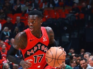 TORONTO, CANADA - OCTOBER 25: Dennis Schroder #17 of the Toronto Raptors dribbles the ball during the game against the Minnesota Timberwolves on October 25, 2023 at the Scotiabank Arena in Toronto, Ontario, Canada.  NOTE TO USER: User expressly acknowledges and agrees that, by downloading and or using this Photograph, user is consenting to the terms and conditions of the Getty Images License Agreement.  Mandatory Copyright Notice: Copyright 2023 NBAE (Photo by Vaughn Ridley/NBAE via Getty Images)