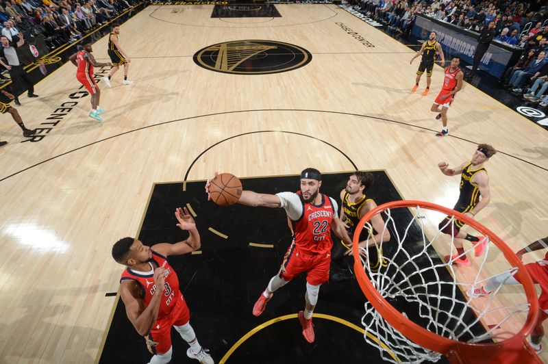 SAN FRANCISCO, CA - JANUARY 10:  Larry Nance Jr. #22 of the New Orleans Pelicans grabs the rebound during the game on January 10, 2024 at Chase Center in San Francisco, California. NOTE TO USER: User expressly acknowledges and agrees that, by downloading and or using this photograph, user is consenting to the terms and conditions of Getty Images License Agreement. Mandatory Copyright Notice: Copyright 2024 NBAE (Photo by Noah Graham/NBAE via Getty Images)