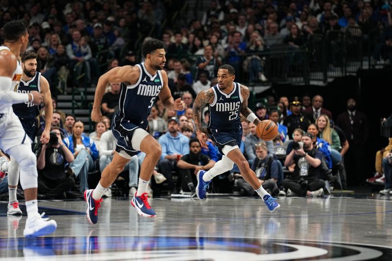 DALLAS, TX - JANUARY 12: P.J Washington #25 of the Dallas Mavericks dribbles the ball during the game against the Denver Nuggets on January 12, 2025 at American Airlines Center in Dallas, Texas. NOTE TO USER: User expressly acknowledges and agrees that, by downloading and or using this photograph, User is consenting to the terms and conditions of the Getty Images License Agreement. Mandatory Copyright Notice: Copyright 2025 NBAE (Photo by Glenn James/NBAE via Getty Images)