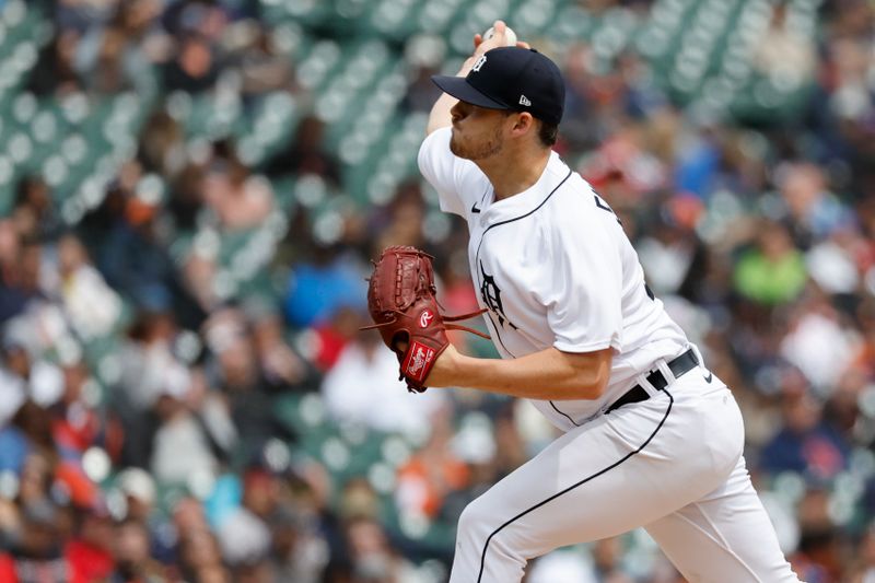 Apr 29, 2023; Detroit, Michigan, USA; Detroit Tigers relief pitcher Mason Englert (53) pitches in the eighth inning against the Baltimore Orioles at Comerica Park. Mandatory Credit: Rick Osentoski-USA TODAY Sports