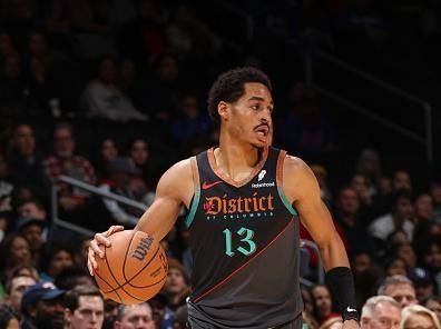 WASHINGTON, DC -? DECEMBER 26:  Jordan Poole #13 of the Washington Wizards handles the ball during the game  on December 26, 2023 at Capital One Arena in Washington, DC. NOTE TO USER: User expressly acknowledges and agrees that, by downloading and or using this Photograph, user is consenting to the terms and conditions of the Getty Images License Agreement. Mandatory Copyright Notice: Copyright 2023 NBAE (Photo by Stephen Gosling/NBAE via Getty Images)