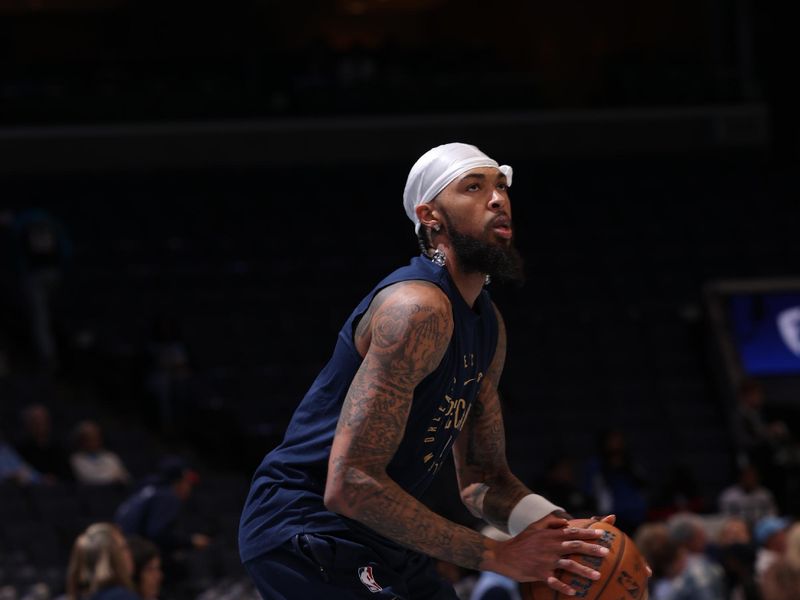 MEMPHIS, TN - NOVEMBER 29: Brandon Ingram #14 of the New Orleans Pelicans warms up before the game against the Memphis Grizzlies during the Emirates NBA Cup game on November 29, 2024 at FedExForum in Memphis, Tennessee. NOTE TO USER: User expressly acknowledges and agrees that, by downloading and or using this photograph, User is consenting to the terms and conditions of the Getty Images License Agreement. Mandatory Copyright Notice: Copyright 2024 NBAE (Photo by Joe Murphy/NBAE via Getty Images)