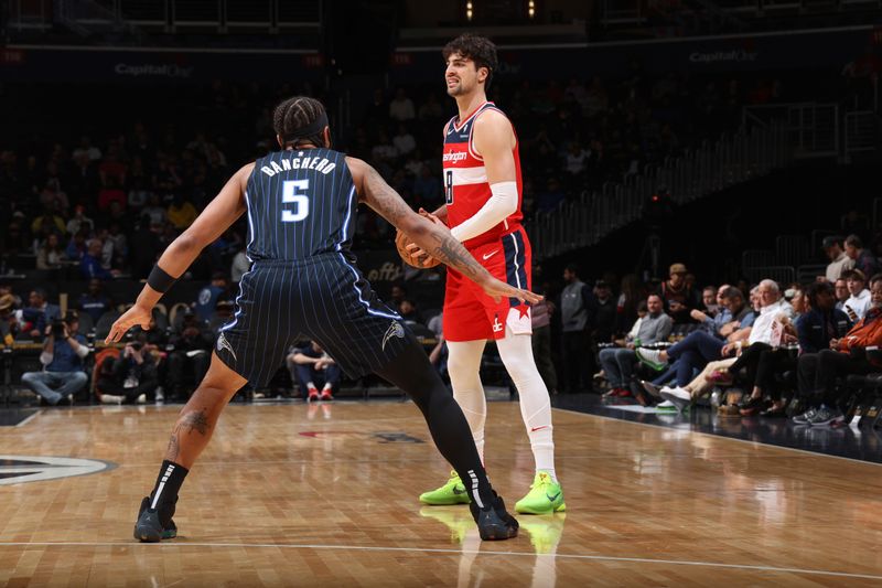 WASHINGTON, DC -? MARCH 6:  Deni Avdija #8 of the Washington Wizards handles the ball during the game  on March 6, 2024 at Capital One Arena in Washington, DC. NOTE TO USER: User expressly acknowledges and agrees that, by downloading and or using this Photograph, user is consenting to the terms and conditions of the Getty Images License Agreement. Mandatory Copyright Notice: Copyright 2024 NBAE (Photo by Stephen Gosling/NBAE via Getty Images)