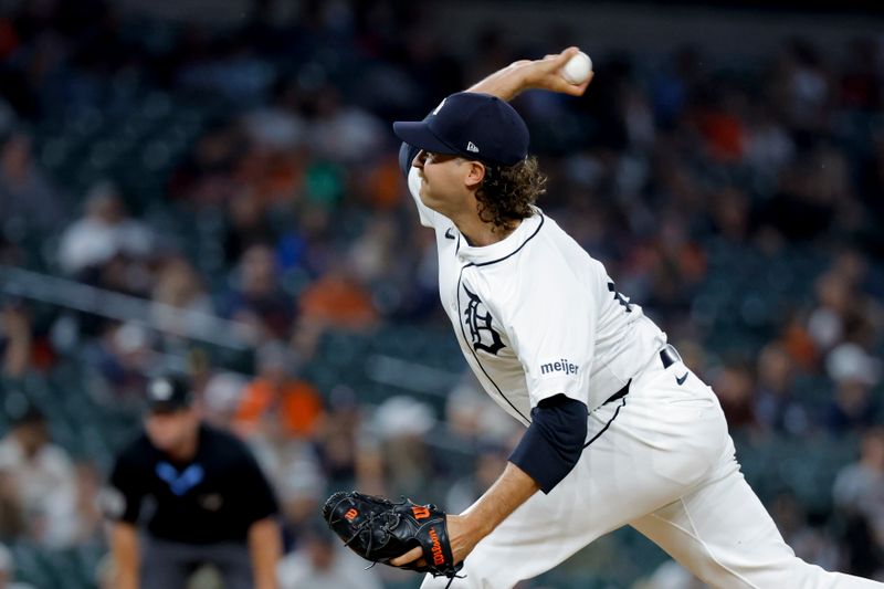 May 13, 2024; Detroit, Michigan, USA;  Detroit Tigers pitcher Jason Foley (68) pitches in the ninth inning against the Miami Marlins at Comerica Park. Mandatory Credit: Rick Osentoski-USA TODAY Sports