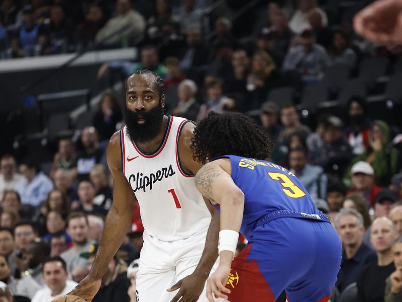 INGLEWOOD, CALIFORNIA - DECEMBER 01:  James Harden #1 of the LA Clippers in the first half at Intuit Dome on December 01, 2024 in Inglewood, California.  NOTE TO USER: User expressly acknowledges and agrees that, by downloading and or using this photograph, User is consenting to the terms and conditions of the Getty Images License Agreement. (Photo by Ronald Martinez/Getty Images)