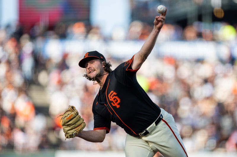 May 11, 2024; San Francisco, California, USA; San Francisco Giants pitcher Erik Miller (68) throws against the Cincinnati Reds during the seventh inning at Oracle Park. Mandatory Credit: Bob Kupbens-USA TODAY Sports