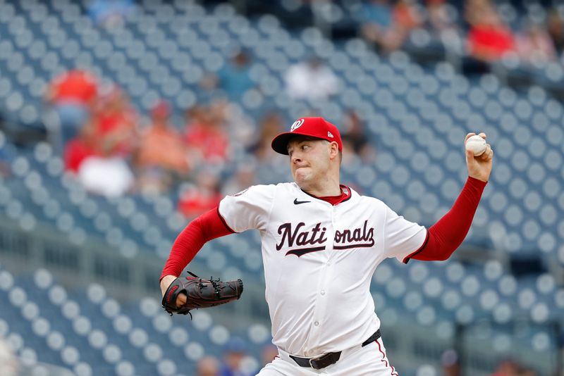 Sep 26, 2024; Washington, District of Columbia, USA; Washington Nationals pitcher Patrick Corbin (46) pitches against the Kansas City Royals during the second inning at Nationals Park. Mandatory Credit: Geoff Burke-Imagn Images