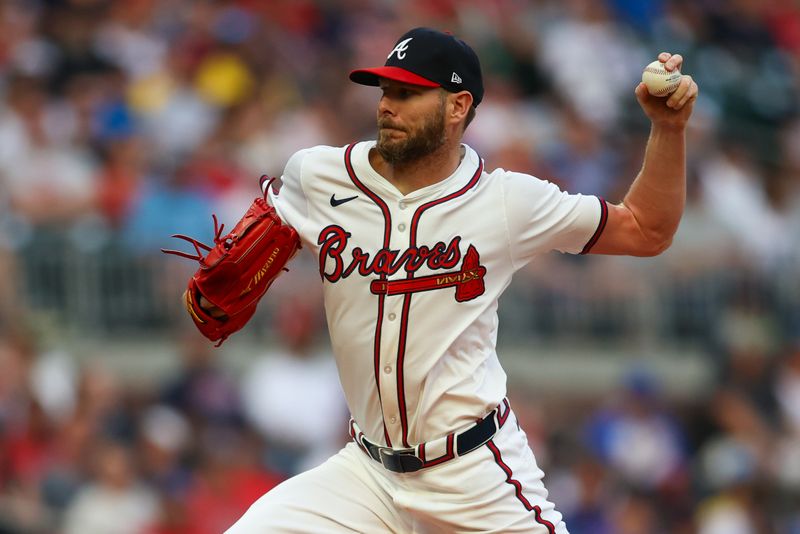 May 8, 2024; Atlanta, Georgia, USA; Atlanta Braves starting pitcher Chris Sale (51) throws against the Boston Red Sox in the second inning at Truist Park. Mandatory Credit: Brett Davis-USA TODAY Sports
