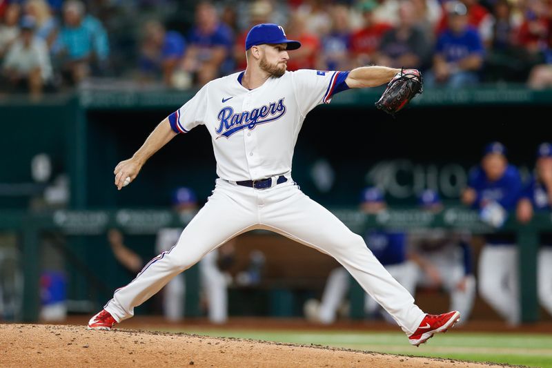 Aug 2, 2023; Arlington, Texas, USA; Texas Rangers relief pitcher Chris Stratton (35) throws during the eighth inning against the Chicago White Sox at Globe Life Field. Mandatory Credit: Andrew Dieb-USA TODAY Sports