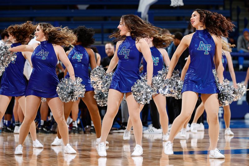 Mar 4, 2023; Colorado Springs, Colorado, USA; Air Force Falcons dancers perform in the second half against the San Jose State Spartans at Clune Arena. Mandatory Credit: Isaiah J. Downing-USA TODAY Sports