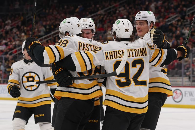 Mar 16, 2026; Newark, New Jersey, USA; Boston Bruins right wing David Pastrnak (88) celebrates his goal against the New Jersey Devils during the first period at Prudential Center. Mandatory Credit: Ed Mulholland-Imagn Images Mar 16, 2026; Newark, New Jersey, USA; Boston Bruins right wing David Pastrnak (88) celebrates his goal against the New Jersey Devils during the first period at Prudential Center. Mandatory Credit: Ed Mulholland-Imagn Images