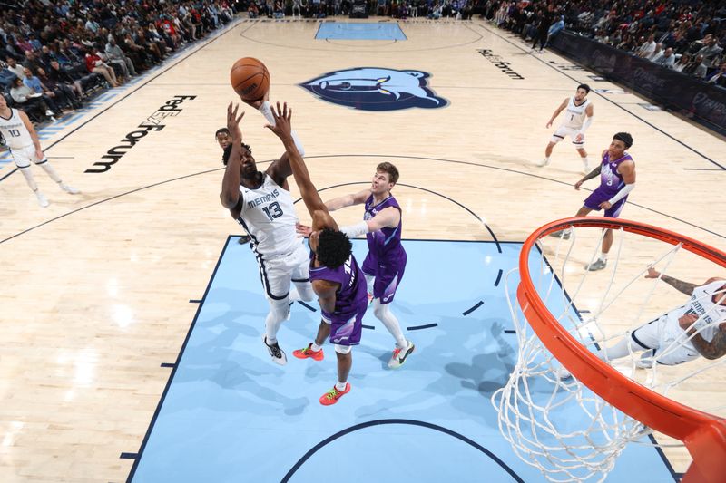 MEMPHIS, TN - JANUARY 25:  Jaren Jackson Jr. #13 of the Memphis Grizzlies shoots the ball during the game against the Utah Jazz on January  25, 2025 at FedExForum in Memphis, Tennessee. NOTE TO USER: User expressly acknowledges and agrees that, by downloading and or using this photograph, User is consenting to the terms and conditions of the Getty Images License Agreement. Mandatory Copyright Notice: Copyright 2025 NBAE (Photo by Stephen Gosling/NBAE via Getty Images)