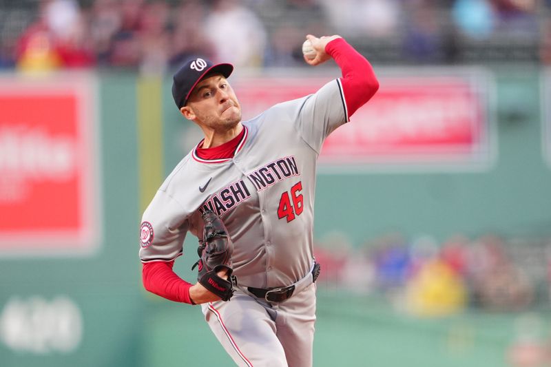 May 10, 2024; Boston, Massachusetts, USA; Boston Red Sox pitcher Tanner Houck (89) delivers a pitch against the Washington Nationals during the first inning at Fenway Park. Mandatory Credit: Gregory Fisher-USA TODAY Sports