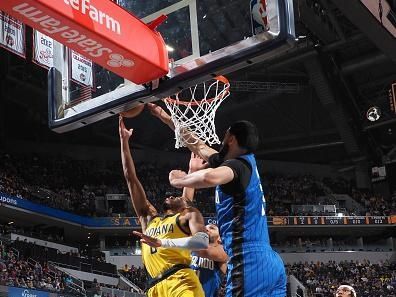 INDIANAPOLIS, IN - NOVEMBER 19: Tyrese Haliburton #0 of the Indiana Pacers drives to the basket during the game against the Orlando Magic on November 19, 2023 at Gainbridge Fieldhouse in Indianapolis, Indiana. NOTE TO USER: User expressly acknowledges and agrees that, by downloading and or using this Photograph, user is consenting to the terms and conditions of the Getty Images License Agreement. Mandatory Copyright Notice: Copyright 2023 NBAE (Photo by Ron Hoskins/NBAE via Getty Images)