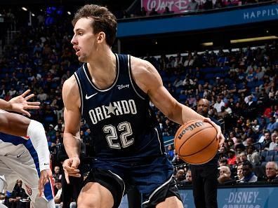 ORLANDO, FL - DECEMBER 8: Franz Wagner #22 of the Orlando Magic handles the ball during the game against the Detroit Pistons on December 8, 2023 at Amway Center in Orlando, Florida. NOTE TO USER: User expressly acknowledges and agrees that, by downloading and or using this photograph, User is consenting to the terms and conditions of the Getty Images License Agreement. Mandatory Copyright Notice: Copyright 2023 NBAE (Photo by Fernando Medina/NBAE via Getty Images)