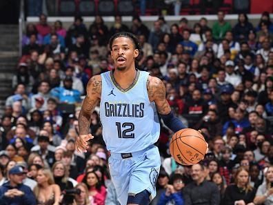 LOS ANGELES, CA - DECEMBER 29: Ja Morant #12 of the Memphis Grizzlies dribbles the ball during the game against the LA Clippers on December 29, 2023 at Crypto.Com Arena in Los Angeles, California. NOTE TO USER: User expressly acknowledges and agrees that, by downloading and/or using this Photograph, user is consenting to the terms and conditions of the Getty Images License Agreement. Mandatory Copyright Notice: Copyright 2023 NBAE (Photo by Juan Ocampo/NBAE via Getty Images)