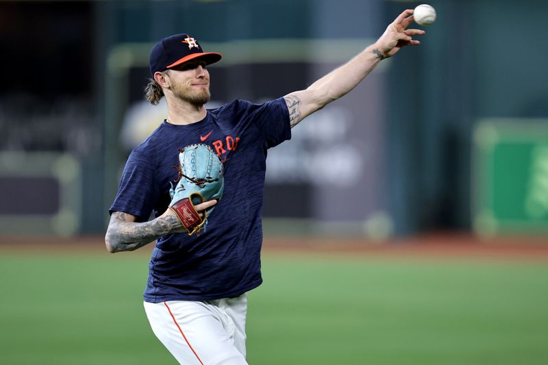 Sep 7, 2024; Houston, Texas, USA; Houston Astros relief pitcher Josh Hader (71) warms up prior to the game against the Arizona Diamondbacks at Minute Maid Park. Mandatory Credit: Erik Williams-Imagn Images