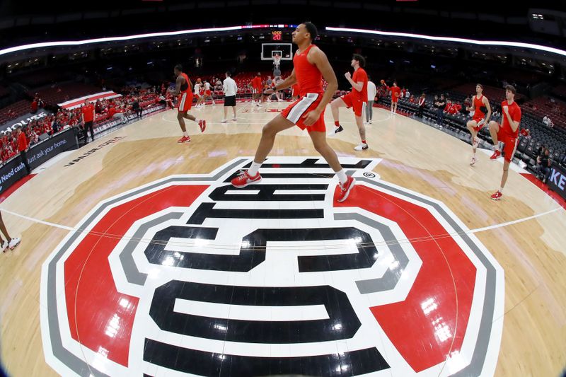 Mar 3, 2024; Columbus, Ohio, USA; Ohio State Buckeyes forward Zed Key (23) warms up before the game against the Michigan Wolverines at Value City Arena. Mandatory Credit: Joseph Maiorana-USA TODAY Sports