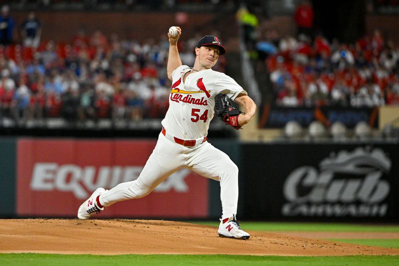 May 26, 2024; St. Louis, Missouri, USA;  St. Louis Cardinals starting pitcher Sonny Gray (54) pitches against the Chicago Cubs during the first inning at Busch Stadium. Mandatory Credit: Jeff Curry-USA TODAY Sports