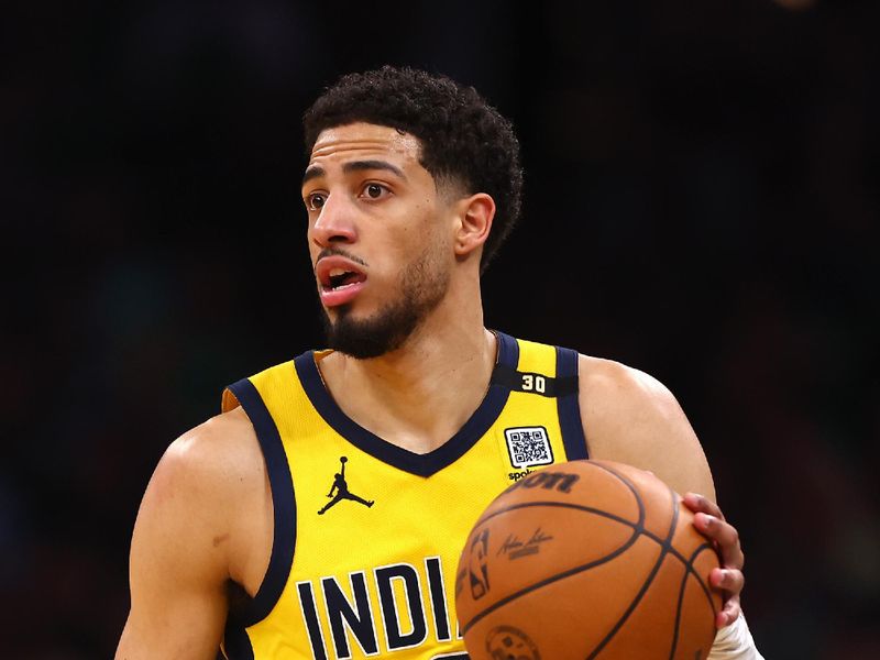 BOSTON, MASSACHUSETTS - MAY 23: Tyrese Haliburton #0 of the Indiana Pacers dribbles the ball during the second quarter in Game Two of the Eastern Conference Finals against the Boston Celtics at TD Garden on May 23, 2024 in Boston, Massachusetts. NOTE TO USER: User expressly acknowledges and agrees that, by downloading and or using this photograph, User is consenting to the terms and conditions of the Getty Images License Agreement. (Photo by Maddie Meyer/Getty Images)