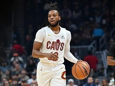 CLEVELAND, OHIO - NOVEMBER 26: Darius Garland #10 of the Cleveland Cavaliers brings the ball up court during the first quarter against the Toronto Raptors at Rocket Mortgage Fieldhouse on November 26, 2023 in Cleveland, Ohio. NOTE TO USER: User expressly acknowledges and agrees that, by downloading and or using this photograph, User is consenting to the terms and conditions of the Getty Images License Agreement. (Photo by Jason Miller/Getty Images)