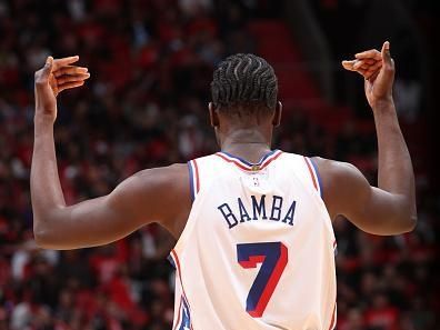 MIAMI, FL - DECEMBER 25:  Mo Bamba #7 of the Philadelphia 76ers looks on during the game against the Miami Heat on December 25, 2023 at Kaseya Center in Miami, Florida. NOTE TO USER: User expressly acknowledges and agrees that, by downloading and or using this Photograph, user is consenting to the terms and conditions of the Getty Images License Agreement. Mandatory Copyright Notice: Copyright 2023 NBAE (Photo by David Sherman/NBAE via Getty Images)